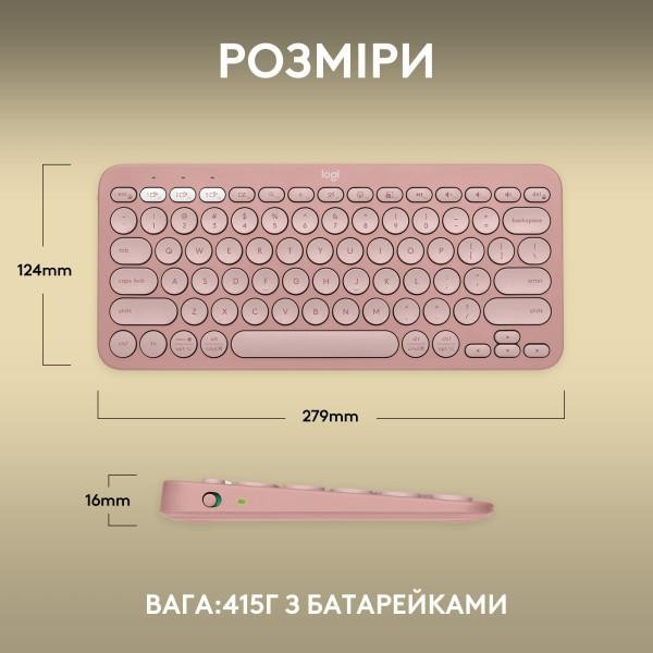 Клавиатура Logitech Pebble Keys 2 K380s Tonal Rose (920-011755)  Фото №8