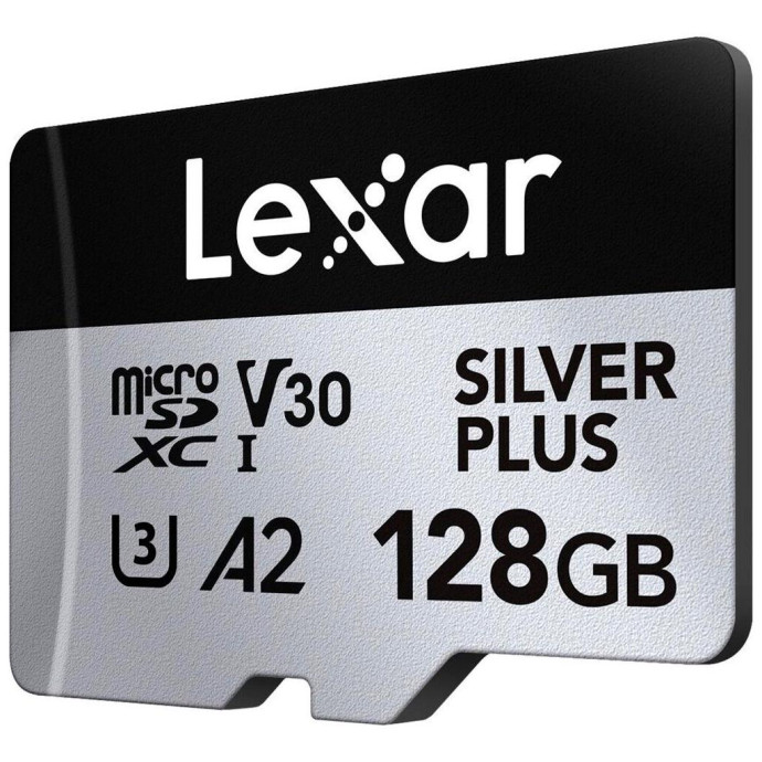 Карта памяти Lexar 128 GB microSDXC Professional Silver Plus UHS-I U3 V30 A2 Class 10 (LMSSIPL128G-BNANG)  Фото №0