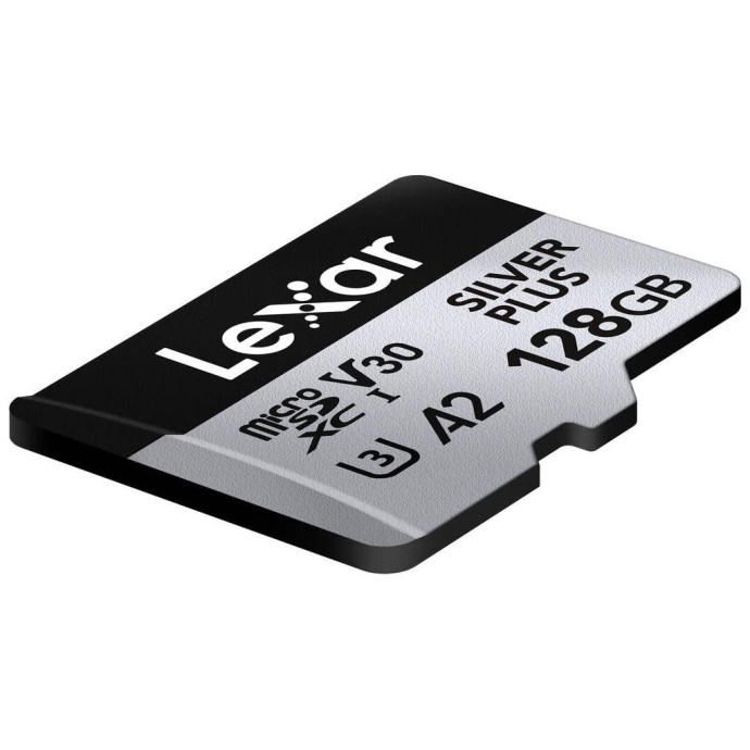 Карта памяти Lexar 128 GB microSDXC Professional Silver Plus UHS-I U3 V30 A2 Class 10 (LMSSIPL128G-BNANG)  Фото №1