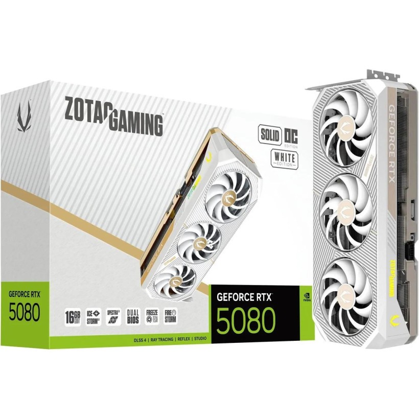 Видеокарта Zotac GAMING GeForce RTX 5080 SOLID OC White Edition (ZT-B50800Q-10P)  Фото №0