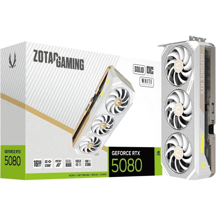 Видеокарта Zotac GAMING GeForce RTX 5080 SOLID OC White Edition (ZT-B50800Q-10P)  Фото №0