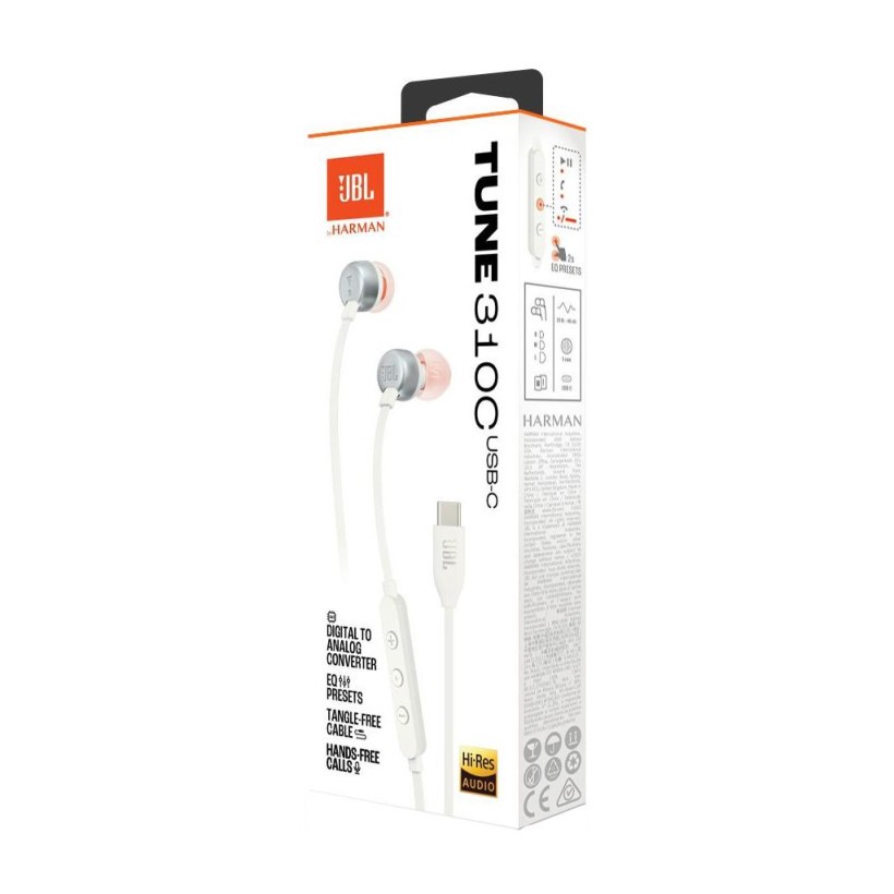 Навушники з мікрофоном JBL Tune 310C White (JBLT310CWHT)  Фото №7