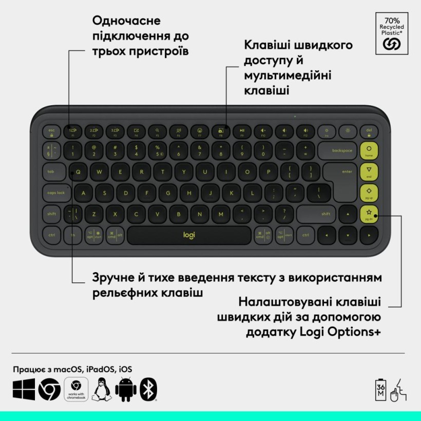 Клавиатура Logitech POP Icon Keys Graphite (920-013157)  Фото №4