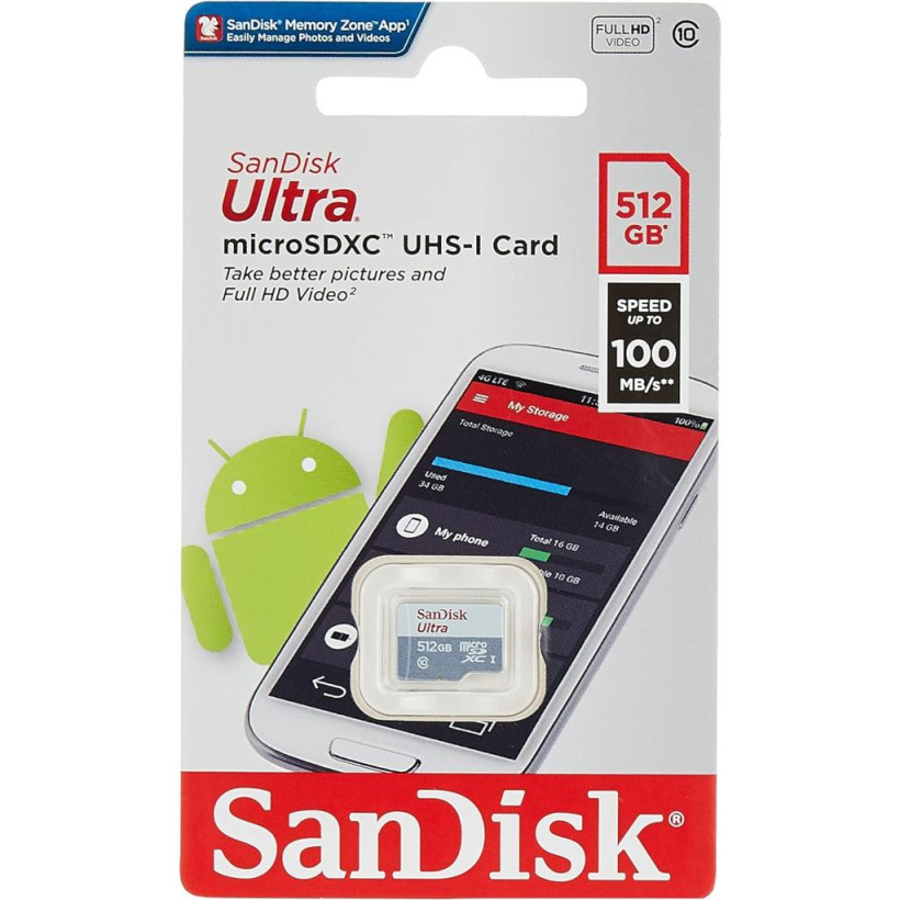 Карта пам&#039;яті SanDisk 512 GB microSDXC UHS-I U1 V30 A2 Ultra (SDSQUNR-512G-GN3MN)  Фото №0