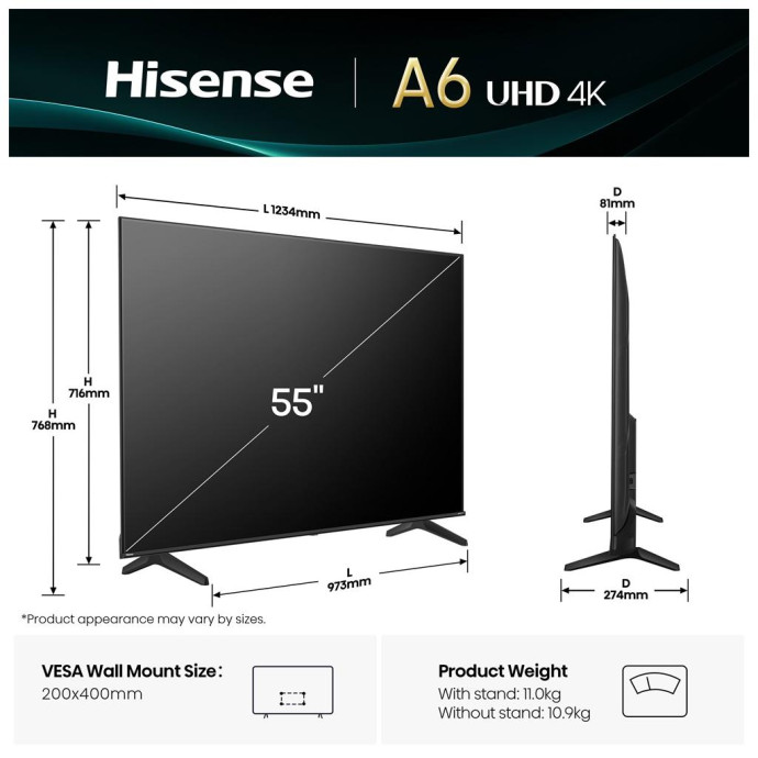 Телевізор Hisense 55A6Q  Фото №3